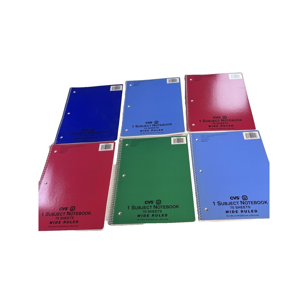 Vintage 1999 CVS Pharmacy 1 Subject Wide Ruled Spiral Notebook Lot  6 NOS School